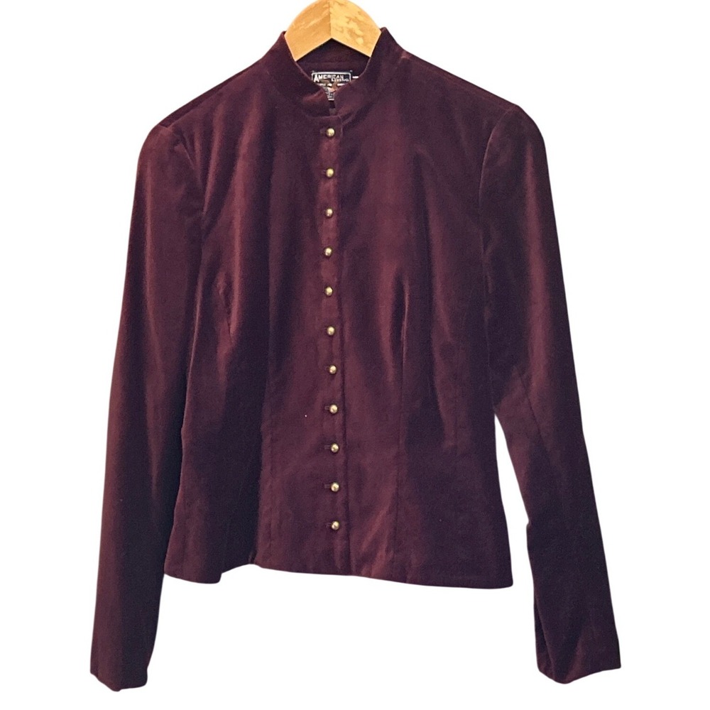 Y2K American Living Velvet Jacket Dark Academia Victorian Burgundy Wine Red Sz 6